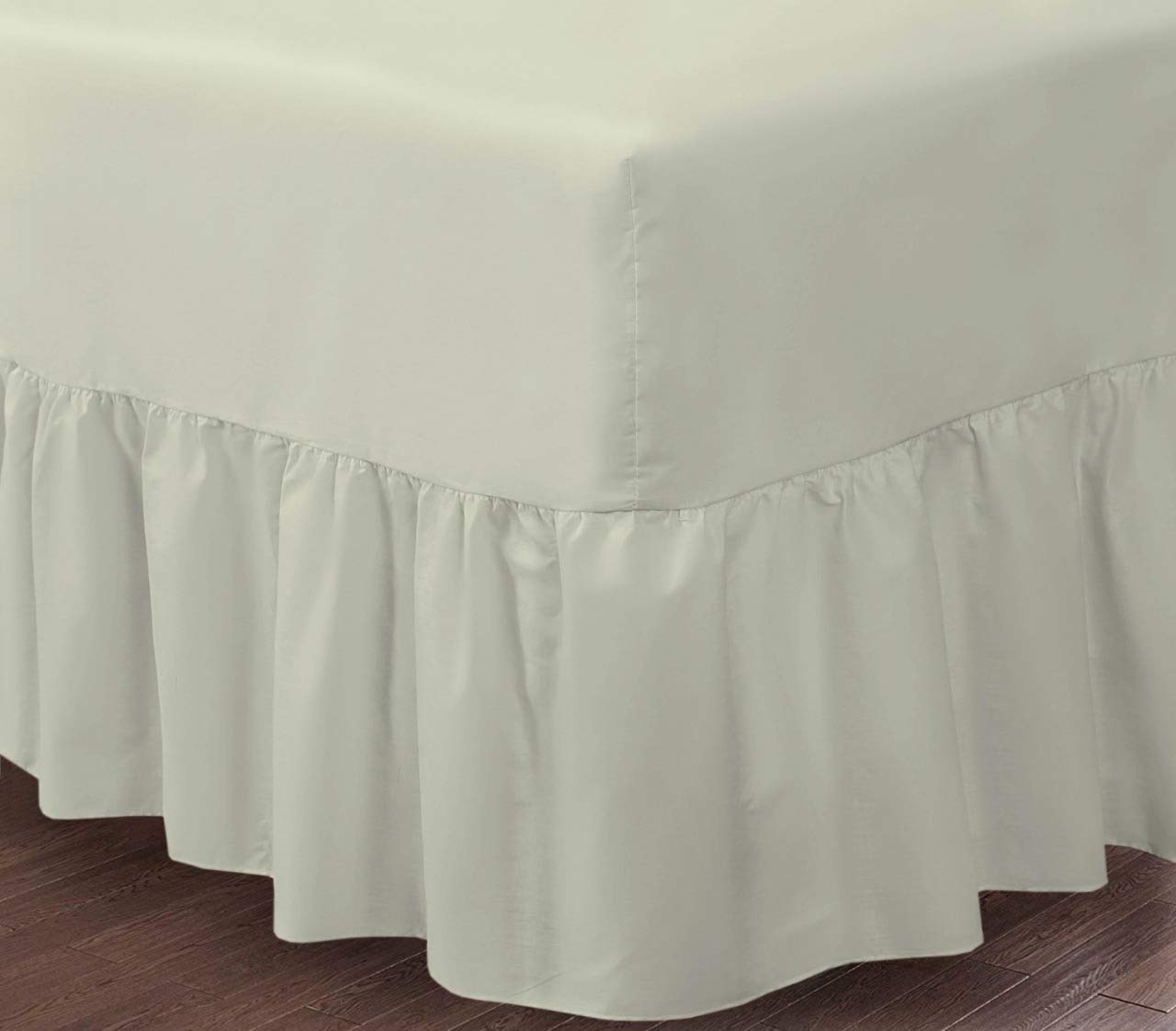 Householdfurnishing Cream Luxury Plain Dyed Valance Fitted Bed Sheet Frilled Poly Cotton (, Single)