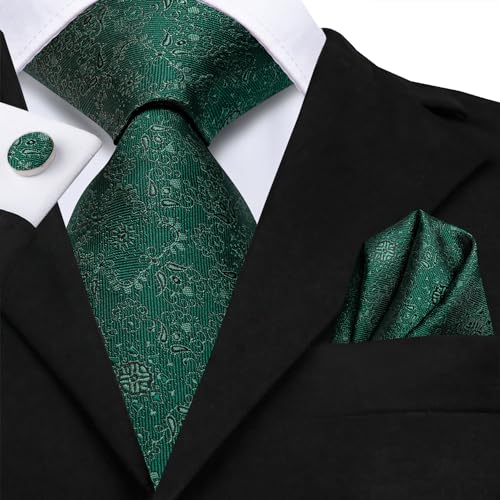 Image of Dubulle Mens Tie and Lapel Pin Paisley Striped Floral Necktie for Men Pocket Square Cufflinks 4PCS Set Wedding Party