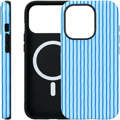 Coque esthétique iPhone 15 rayures bleues mignonne qui inspire la douceur