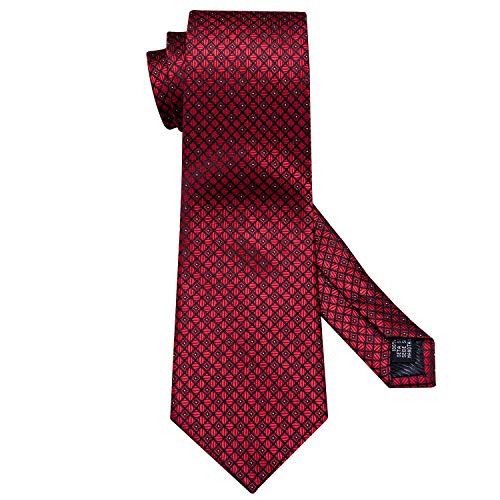 Image of Barry.Wang Mens Tie Set Plaid Check Neckties Formal Business Wedding Luxury Pocket Square Cufflinks