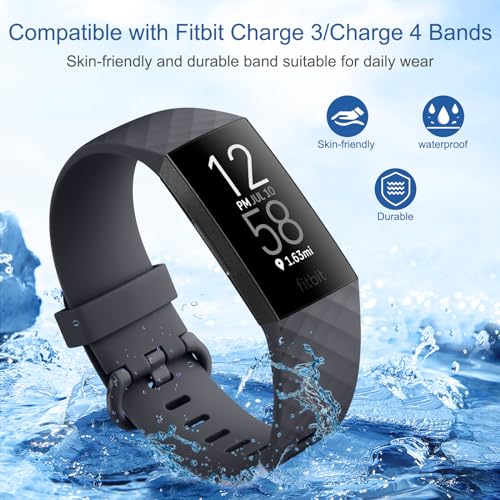 Image of Tobfit Watch Strap Compatible with Fitbit Charge 4 / Fitbit Charge 3 (Watch Not Included), Removable Soft Belts for Charge 3 /4 Wristband, Smartwatch Band for Men & Women (S, Midnight)