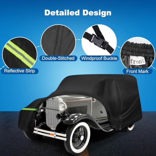 Image of QUNSUNUS Car Cover for Ford Model A Sedan /Convertible 1928-1931 with Cotton | Waterproof Outdoor All-Weather Heavy 420D Oxford Model A Cover, with Zipper and Straps, for Dust, Sun, Wind Protection
