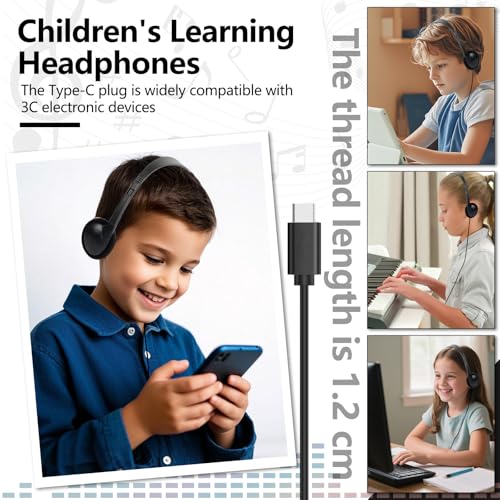 Image of USB C Headphones Bulk 20 Pack for Kids Classroom School,USB Type C | Headphones Class Set for School Student Children Compatible with Pad Smartphones Travel Testing Black