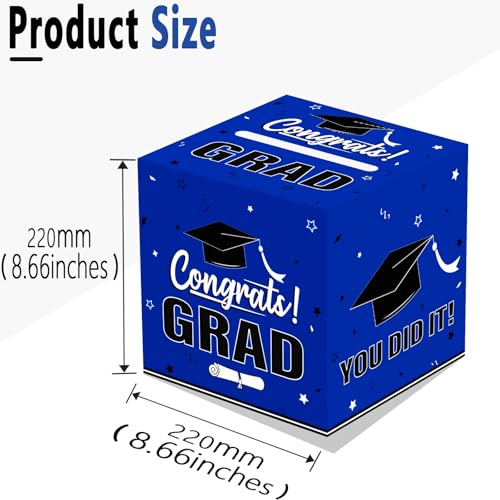 Image of Graduation Card Box 2026, Blue Foldable Cardboard Card Box for Party, 2026 Graduation Party Decorations, Blue Graduation box
