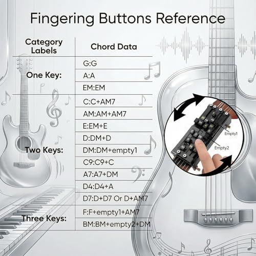 Portable Guitar Chord Presser, Chord Helper & Trainer for Acoustic Guitars, Clip-On Assisted Learning Tool Accessory with 15+ Chords for Beginners & Arthritis-Friendly Players, No Sore Fingers, Black by Generic - Image 4