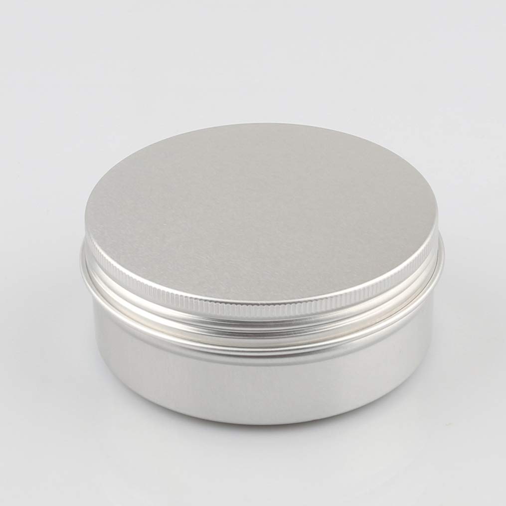 Aluminiumdosen, 150 ml, 100 Stück Schraubdeckelbehälter für Lippenbalsam, DIY-Kerzen, Salbe und Pulver, mit Löffeln und Etiketten im Lieferumfang enthalten
