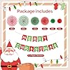 Trgowaul Merry Christmas Decorations, 30pcs Red Green Happy Christmas Party Supplies Decorations, Banner, Paper Fan Flower, Santa Claus Xmas Elk Foil Balloon, Fringe Curtain, Xmas Decoration Set #1