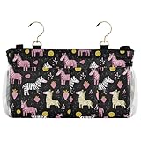 decor gift Nachttisch-Organizer, nordische Zebras, Erdbeere, Schwarz / Rosa, hängende Aufbewahrungstasche für Studentenwohnheimzimmer, Krankenhaus, Bettgitter, Campinganlagen