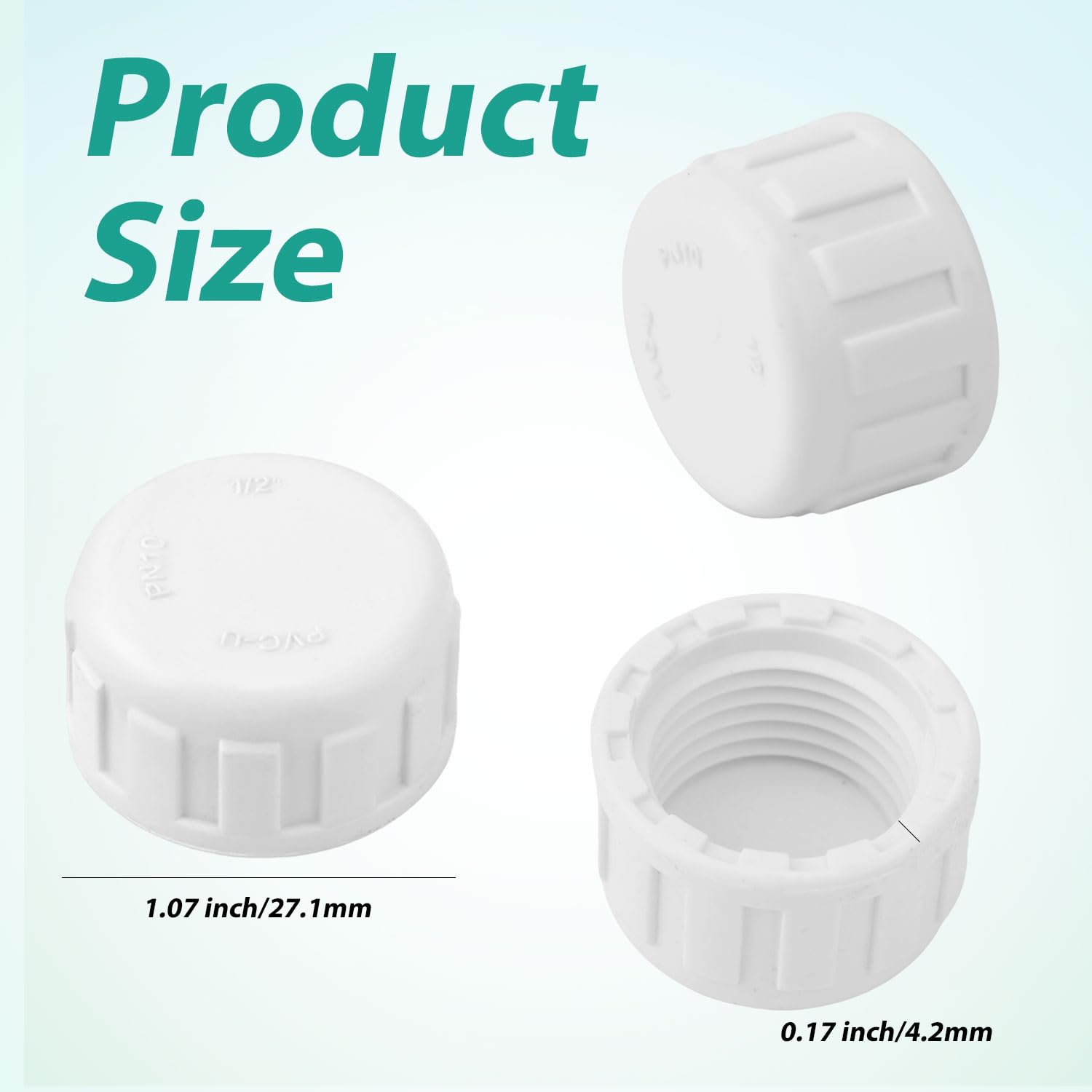 BOXOB 12 Sztuk 1/2-Calowych Końcówek Rur PVC z Gwintem Żeńskim, Zaślepki Adaptery Zaślepki PVC do Projektów Typu Zrób to Sam Napraw rur i Systemów Nawadniających Połączenie BSPT (Białe)