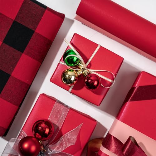 Image of RUSPEPA Red Matte Wrapping Paper - Solid Color Pearly - lustre Paper Perfect for Wedding, Birthday, Christmas, Baby Shower -17 Inches X 32.8 Feet