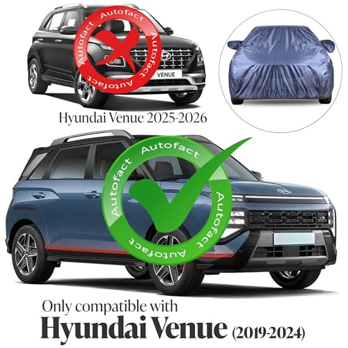 Image of Autofact Premium Car Cover for Venue 2025-2026 | All Weather Water-Resistant Full Body Car Cover | Light-Weight Triple-Stitched Outdoor Shield with UV Protection, Dustproof & Heat-Resistant
