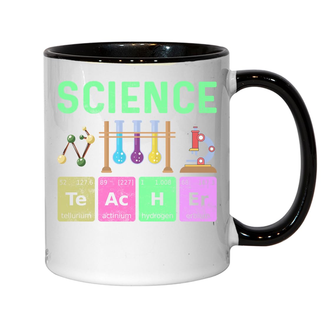 Keramik-Tasse mit Periodensystem und Chemiegrafik, Schwarz