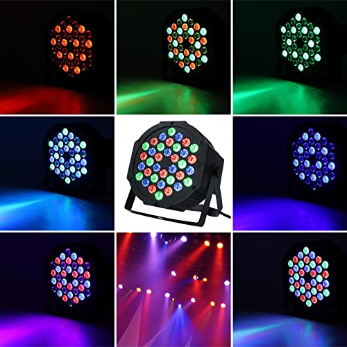 Dj Lights, 2 Pack 36 LED Par Lights Stage Lights with Sound Activated Remote Control & DMX Control, Stage Lighting Uplights for Wedding Club Music Show Christmas Holiday Party Lighting
