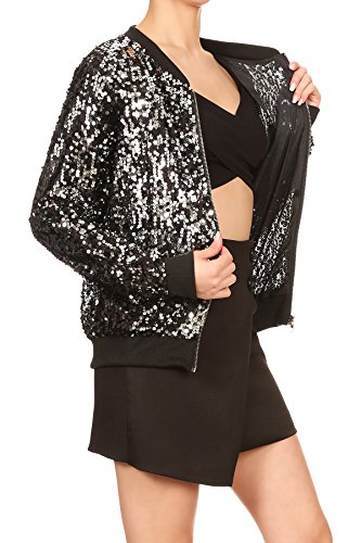 image for Anna-Kaci Womens Sequin Jacket Bomber Coat 1989 Slitter Outfit For Con