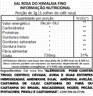 Sal Rosa do Himalaia Fino Puro Viva Salute - 500g