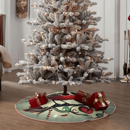 Cache-pied de sapin de Noël rustique pour masquer le support avec un motif oiseaux sarcelle