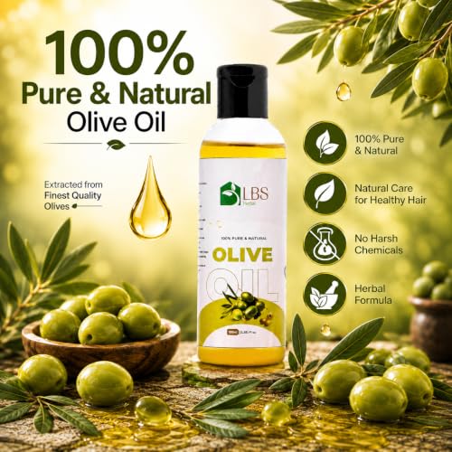 Image of LBS Pure Sweet Oils - 100% Extra Virgin Natural Cold-Pressed, Moisturizing Oils For Skin, Hair & Nails - Rich In Vitamins E & A, Hair Growtth, Softens Skin 100Ml (100ml Pack of 3, Olive)