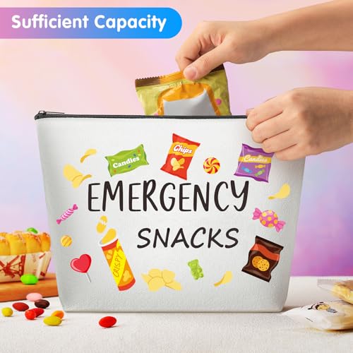 12 Pcs Emergency Snack Bags Bulk Food Makeup Bag Foodie Zipper Cosmetic Pouch Reusable Emergency Snack Pouch for Women Girls Trip Gifts Favors School Work Travel Organizer2