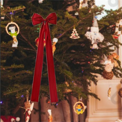 120cm Posable Red Bow Christmas Tree Topper Large Long Satin Bow Christmas Tree Top with Wire Inside for Holiday Indoor Decoration (Red, 120cm) - Image 4