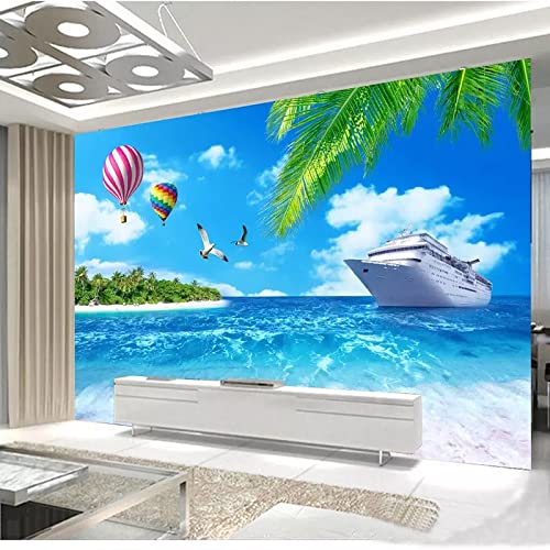 YXTSmurals Playa Globos Veleros Mural De Pared Cuarto De Los Niños Papel Tapiz Fotográfico Tapiz Fotomurales 3D Mural No Tejido Hogar Dormitorio Niños Diy Decorativas Arte Murales