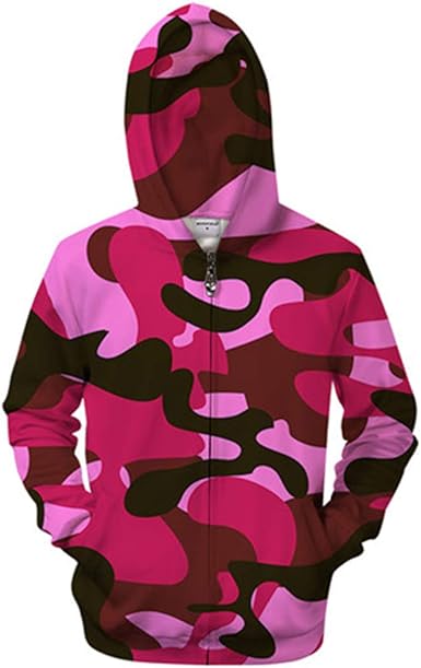 Amazon.com: LANShuang - Sudadera con capucha y cremallera para hombre,  diseño de camuflaje en 3D, color rosa, XXXXXX-L : Ropa, Zapatos y Joyería