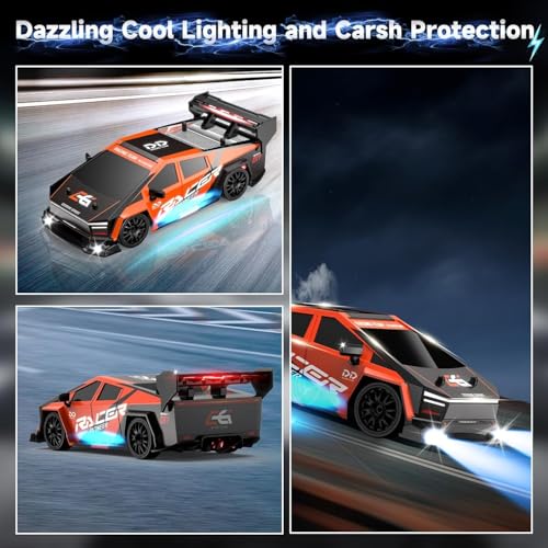 Image of Teesla Remote ControlledCar Drift, 1:24 RC Drift Car, 25 km /h, 4WD, 2.4 GHz Remote Controlled Racing Car, with LED Lights, Racing Toy, Birthday Gifts for Children from 8 Years
