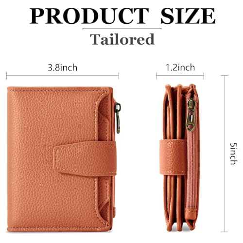 Image of Airkit Small Wallet Women RFID Blocking Soft Leather Bifold Compact Card Holder Wallet for Women with Zipper Coin Pocket 4 ID Window