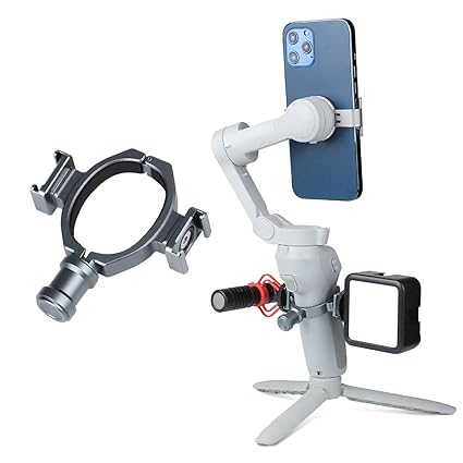 Woohoto O-Ring Hot Shoe Adapter for DJI Osmo Mobile 3, Applied to Microphone and LED Light Accessory Via 2 Cold Shoe Mount & Three 1/4 Thread Ports