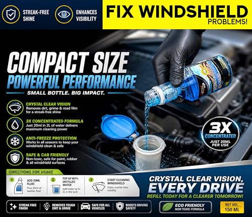 Image of AUTO SPA Car Windshield Washer Fluid Liquid -5LTR (10mL is Enough For 1LTR Tank) 3X Concentrated Cleaner | Spotless & Streak Free Windscreen Clarity | Antifreeze Protection |