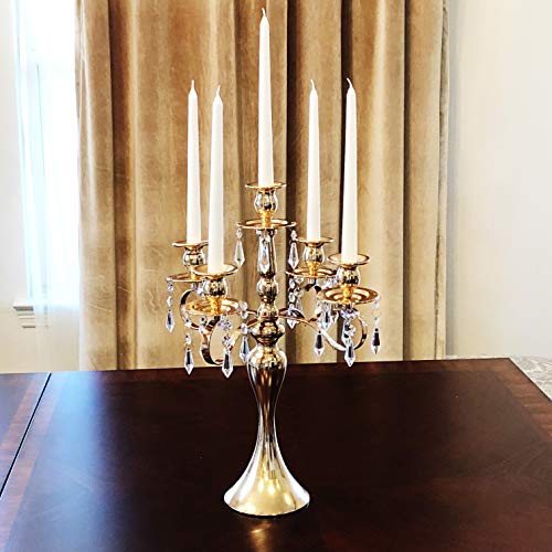 Allgala 18" 5-Arm Gold Plated Taper Candle Holder Candlestick Candelabra #TOP5
