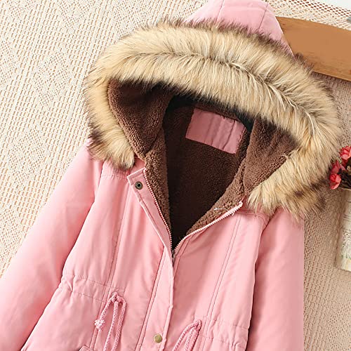 Kawaii Jacket Womens Winter Coats Warm Sherpa Lined Parkas Jacket Thickened Windproof Outerwear With Fur Hood Plus Size Puffer Down Packable Puffer Jacket Women - Thumbnail 5