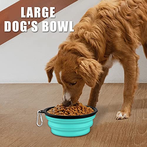 Collapsible Dog Bowls-2 Pack Large Size For Large/Medium Dogs, Dog Travel Water Bowl, Dog Cat Portable Water Bowl, Dog Pet Feeding Watering Dish Outdoor Hiking Parking Traveling With 2 Carabiners #TOP4