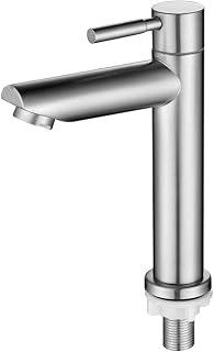 PATKAW Bathtub Faucets Stainless Steel Faucet, 18. 5x11. 5x6. 2cm Single Handle Kitchen Faucet Kitchen Sink Faucets Single Cold Basin Faucet Bathroom Metal Faucet| Style 2 Outdoor Spigot