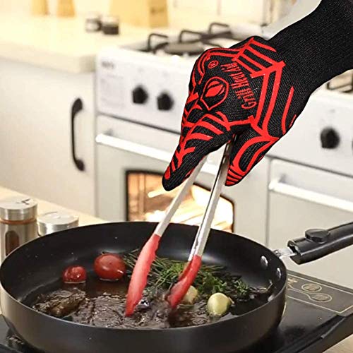 Image of GRILL HEAT AID BBQ Grill Gloves Heat Proof for Grilling - Fireproof 1472F Heat-Resistant Grill Mitts for Outdoor Barbecue and Smoker, Campfire, Fire Pit, Oven Glove with Fingers for Baking Pizza