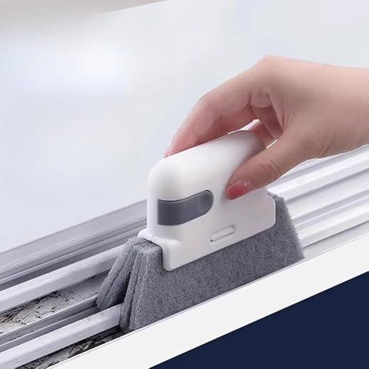3 in 1 Window Groove Cleaning Brush Multifunction Sliding Door Track Slot Cleaner Household Kitchen Gap Decontamination Tool (Grey-1Pcs)