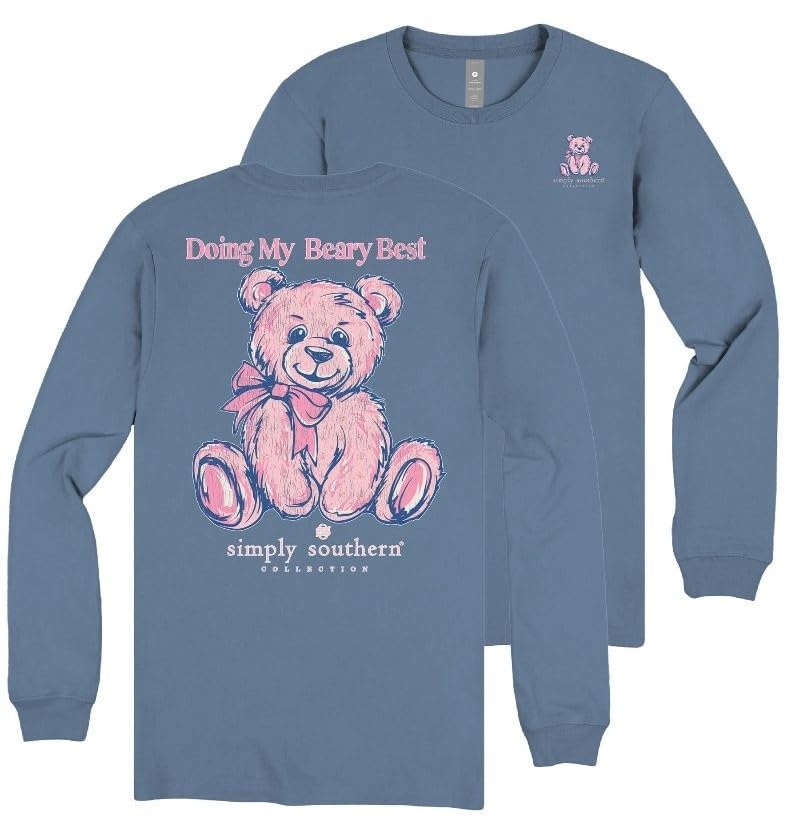 Simply Southern Doing My Beary Best - Teddy Bear - Bow - Youth Long Sleeve