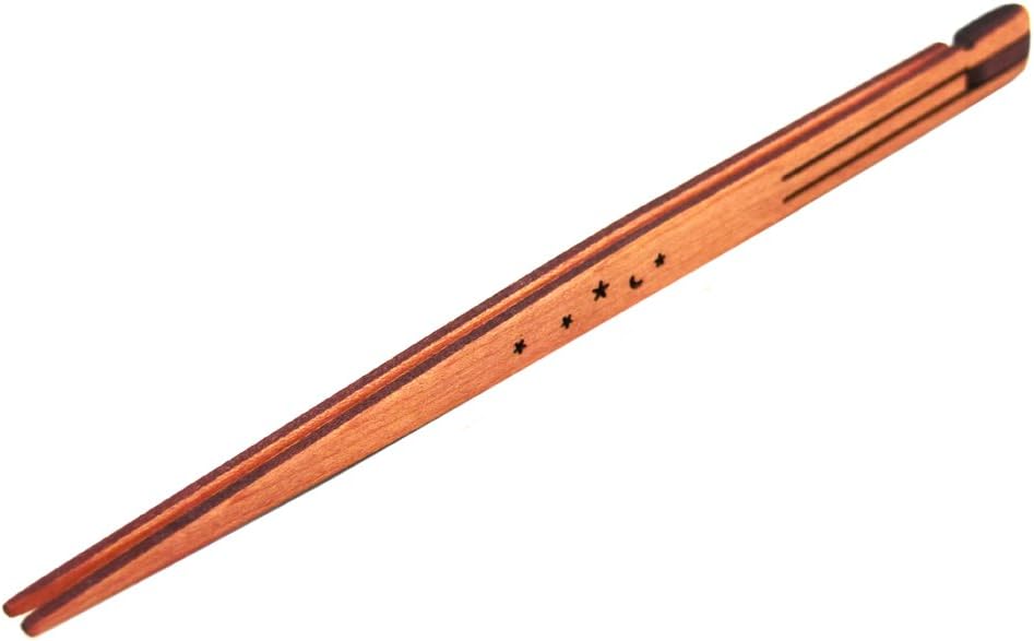American Made Reversible Fold-Flat Spring Hinged Cherry Wood Chopsticks (Celestial Stars Pattern)