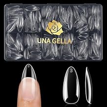 UNA GELLA Almond False Nails, 504pcs Soft Gel Tips, Clear, Medium, 12 Sizes, for Nail/Dip/Poly Extensions, Press On Nails