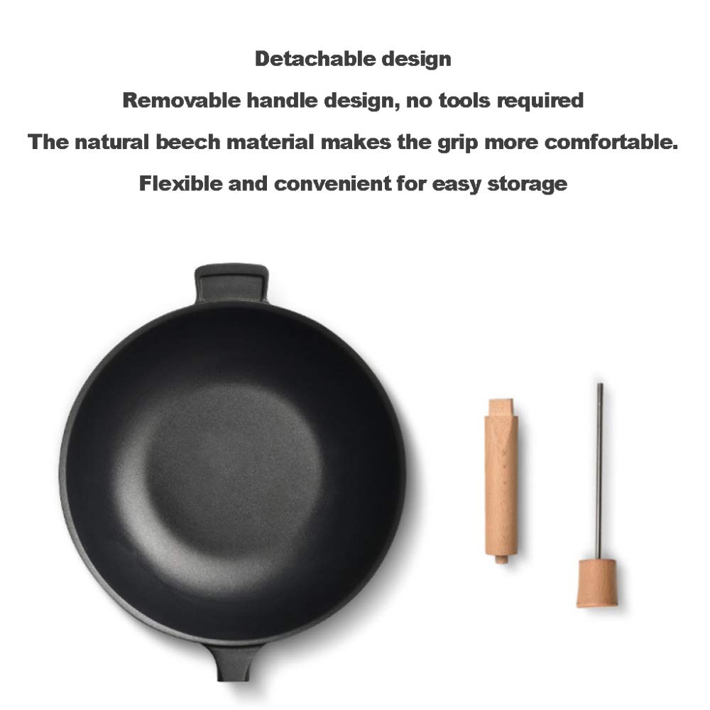 Pentola Cucina, Set 3 padelle antiaderenti, Padella Wok, pentola Il Latte, Set Utensili Cucina con Manico in faggio, Resistente Robusto