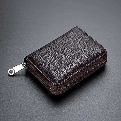 VOGARD Genuine Leather Unisex Credit Card Holder Wallet Rfid Blocking Secure Card Case Id Case Organizer Zipper Wallet (Pop60-Brown-New) 7 51FFdITsMEL