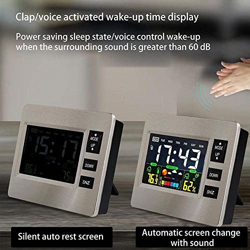 Weather Clock Color Screen Digital Display Thermometer Calendar Humidity Electronic Clock J8H9 Alarm Alar Weather Colorful Clock #TOP2