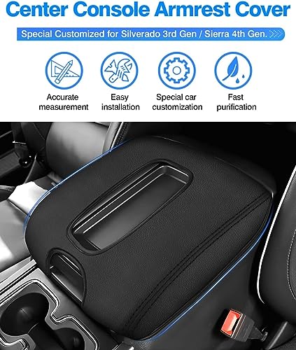 Image of Autorder Center Console Cover for 2014-2018 Chevy Silverado /GMC Sierra 1500 2500 3500 Accessories Armrest Cover Anti-Scratch Middle Console Pad Armrest Protector(ONLY for Bucket Seat!)
