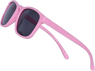 Sunglasses Kids Boys Girls age 3-12 Polarized UV 400 Protection + Glasses Pouch + Eyewear Grip