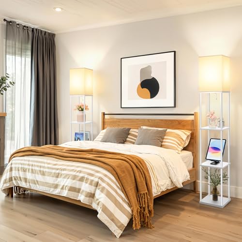 SHINE HAI Floor Lamp with Shelves, 3-Tier Square Modern Shelf Lamp by SHINE HAI - Used condition - Image 8