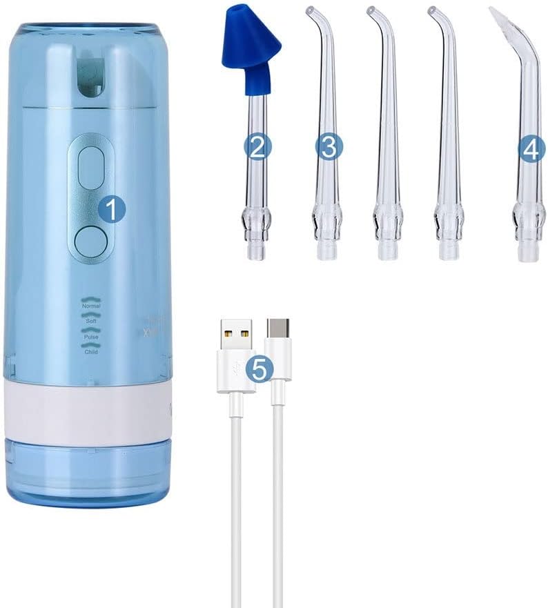 Water Flosser Oral irrigator for Teeth Cleaning, 4 Pressure Modes- Rechargeable Oral Irrigator Waterproof Design - with a Powerful Battery for Home&Travel (Color : Gray)