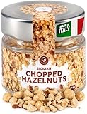 Sicilian Chopped Hazelnuts - Gourmet Topping for Baking, Cooking, and Snacking - Ready to Use Premium Hazelnuts Roasted Nuts - 1.78oz Resealable Glass Jar