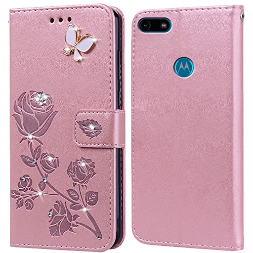 PKQTOP Funda para Motorola Moto E6 Play Carcasa,Ranuras Tarjetas,Soporte Plegable,Silicona TPU,Case Protectora Funda para Moto E6 Play