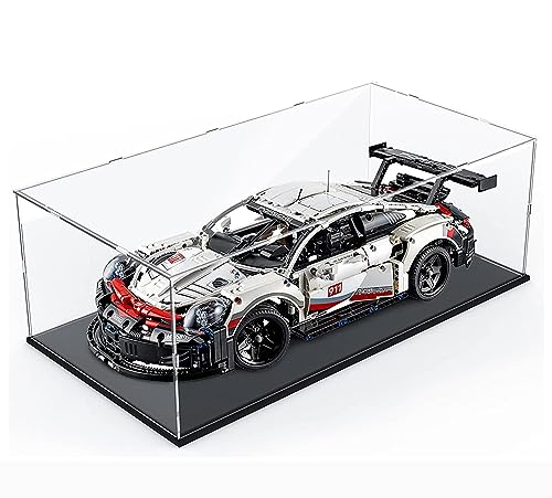 Nynelly vitrina de acrílico para colección, caja de acrílico transparente con base para Lego 42083 42096 caja de exhibición a prueba de polvo para figuras Action Pop, 23,6 x 11,8 x 7,9 pulgadas, negro