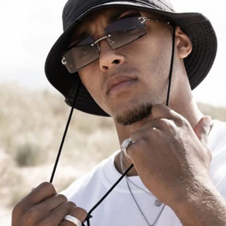 Kursan Frameless Rectangle Sunglasses for Men Women Small Rimless Sun Glasses Shades UV400 Protection (2 Pack (Grey + Gradient Brown))4