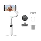 Flow 2 Pro Mic Bundle White - Foldable AI Phone Gimbal, Track in 200+ iOS Apps, Multi-Person & 360 Pan Tracking, Built-in Tripod/Selfie Stick, iPhone/Android Stabilizer